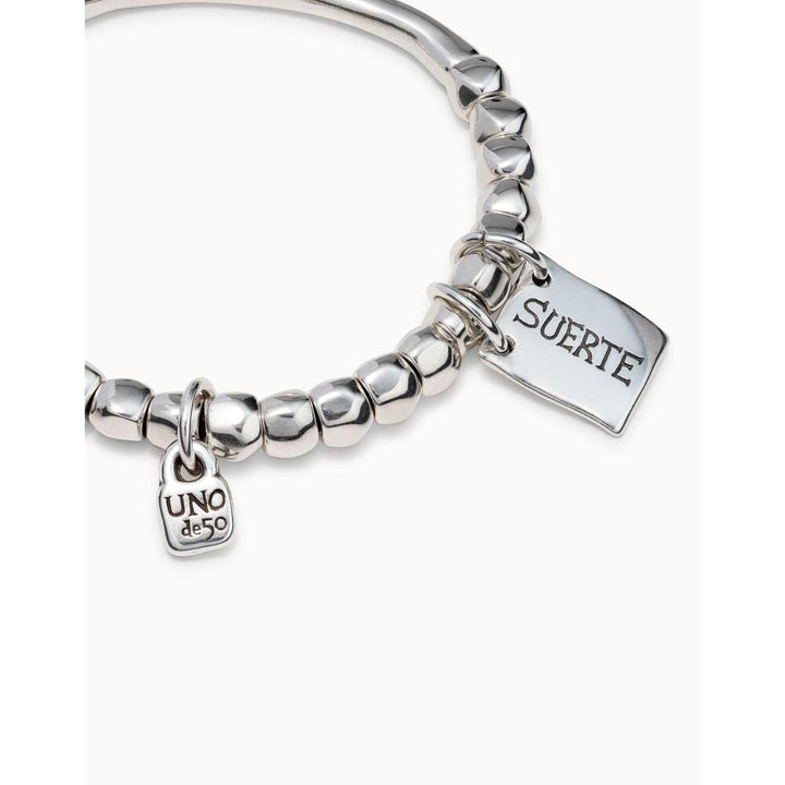 UNOde50 Bead Bracelet With Tubular Piece And Silver - Plated Plate With Message - MococoUNOde50PUL1210MTL000 - S/MBracelet