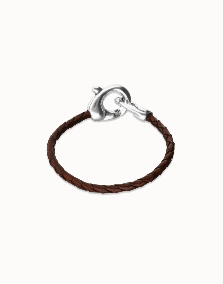 UNOde50 Being Inseparable Brown Interlocking Carabiner Leather Bracelet - MococoUNOde50PUL2573MARMTL0LBracelets