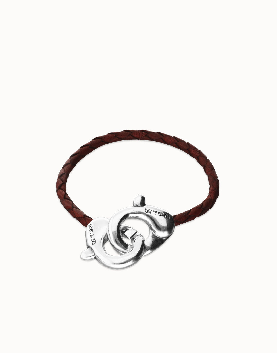 UNOde50 Being Inseparable Brown Interlocking Carabiner Leather Bracelet - MococoUNOde50PUL2573MARMTL0LBracelets