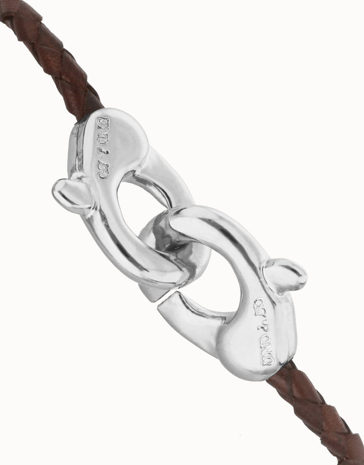UNOde50 Being Inseparable Brown Interlocking Carabiner Leather Bracelet - MococoUNOde50PUL2573MARMTL0LBracelets