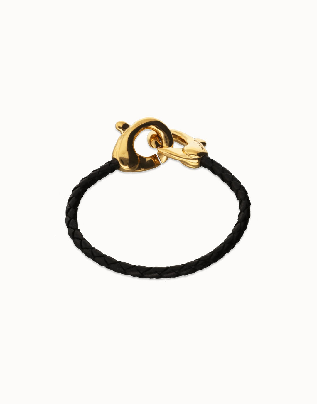 UNOde50 Black Interlocking Carabiner 18k Gold Leather Bracelet - MococoUNOde50PUL2573NGRORO0MBracelets