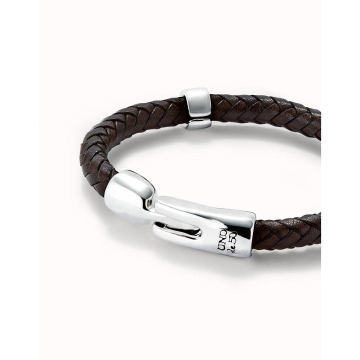 UNOde50 Braided Leather With 2 Sterling Silver - Plated Circles Bracelet - MococoUNOde50PUL2459MARMTL0L8435302485620Bracelet