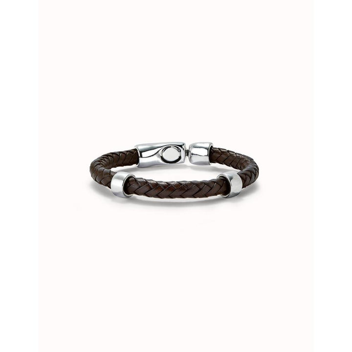UNOde50 Braided Leather With 2 Sterling Silver - Plated Circles Bracelet - MococoUNOde50PUL2459MARMTL0L8435302485620Bracelet