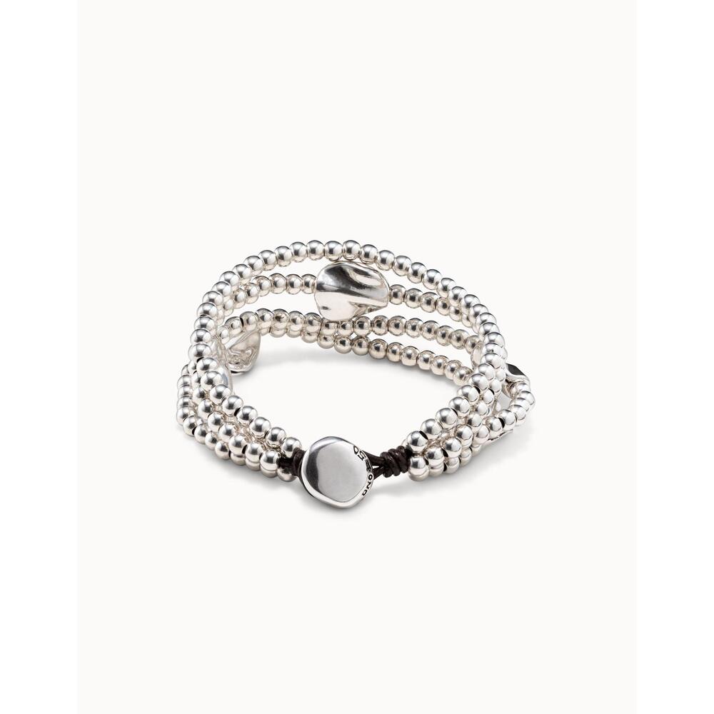 UNOde50 Brown Leather Three Strand Bracelet With Sterling Silver - Plated Details - MococoUNOde50PUL0854MTLMAR - S/MBracelet