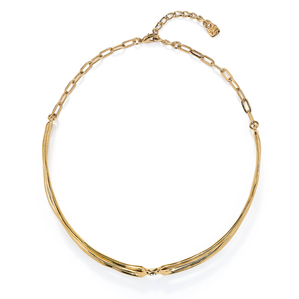 UNOde50 Double 18K Gold - Plated White Topaz Necklace - MococoUNOde50COL1935BLNORO0UNecklaces