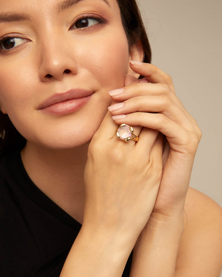 UNOde50 Gold Rock n pink Charismatic Ring - MococoUNOde50ANI0789RSAORO12/WEB8435302480687Rings