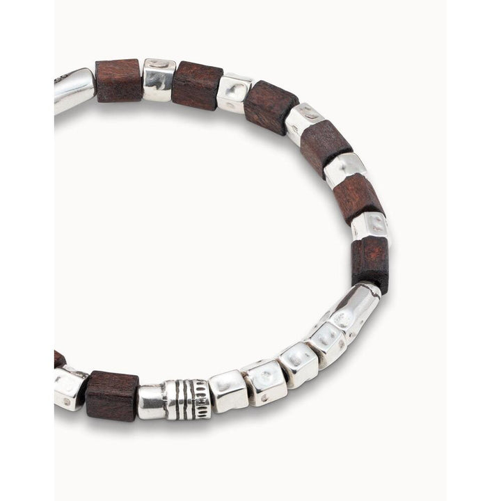 UNOde50 Leather Bracelet With Sterling Silver - Plated Pieces And Wooden Beads - MococoUNOde50PUL1635MARMTL - S/LBracelet
