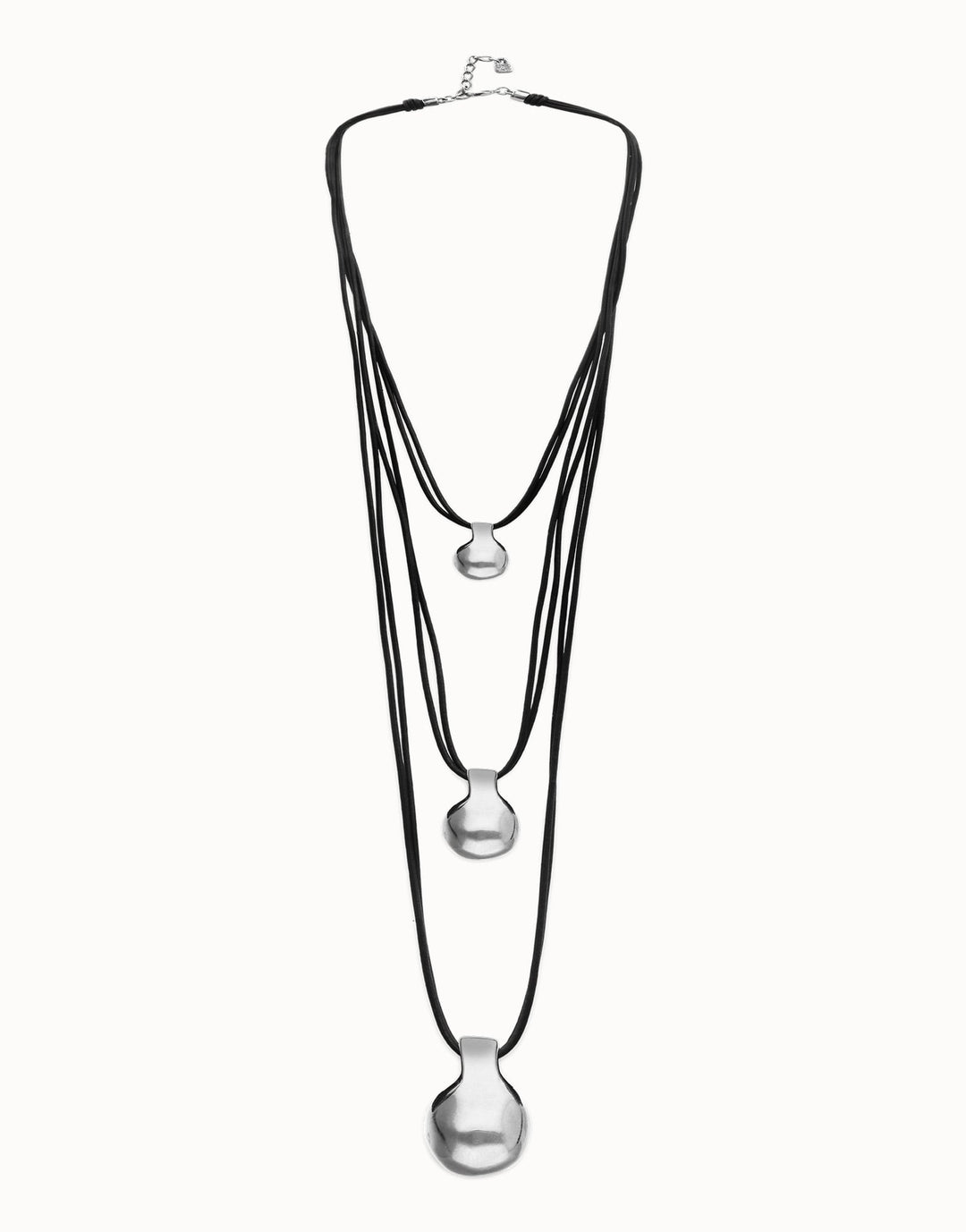UNOde50 Multi Strand Three Spheres Leather Necklace - MococoUNOde50COL2044MARMTL0U
