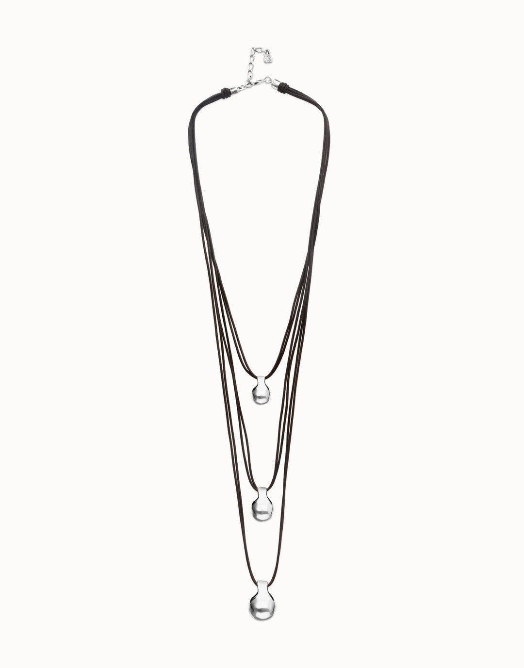 UNOde50 Multi Strand Three Spheres Leather Necklace - MococoUNOde50COL2044MARMTL0U