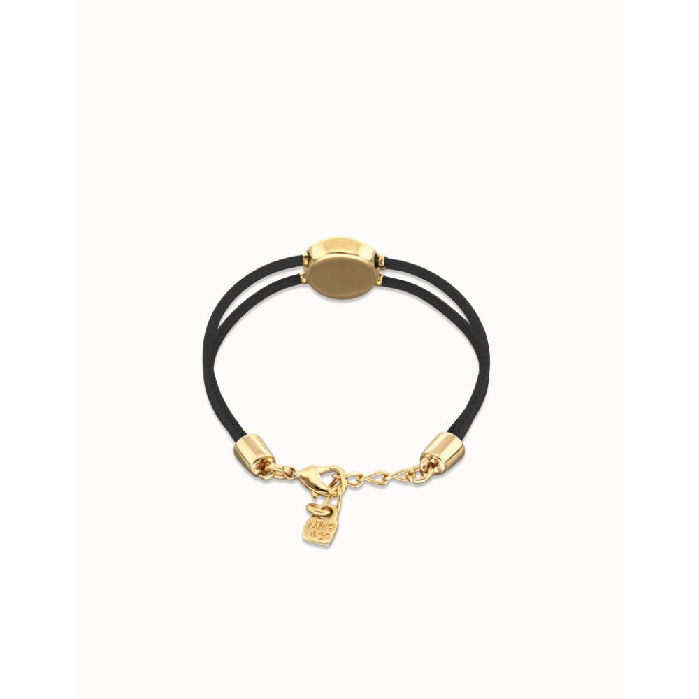 Unode50 NGR Double Black Leather Birthstone Eye Bracelet - MococoUNOde50PUL2601NGRORO0MBracelets