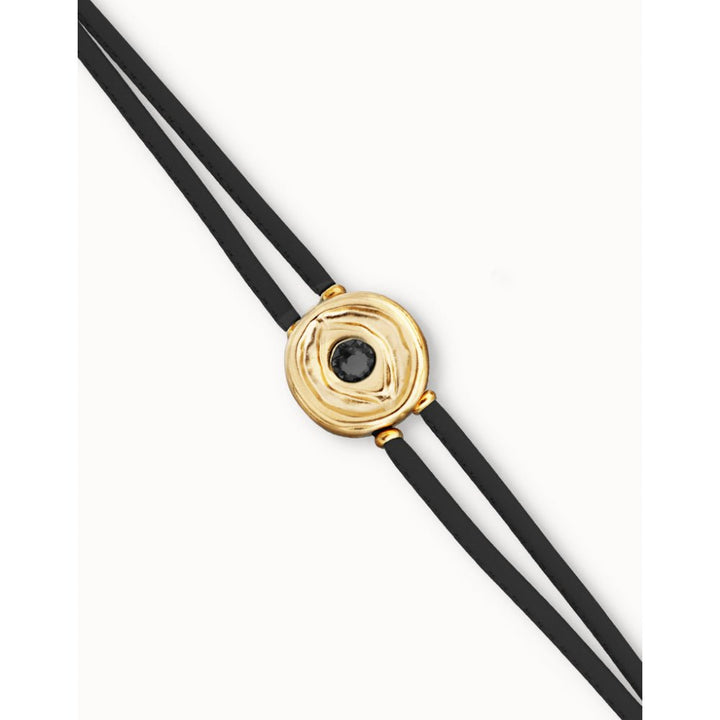 Unode50 NGR Double Black Leather Birthstone Eye Bracelet - MococoUNOde50PUL2601Bracelet