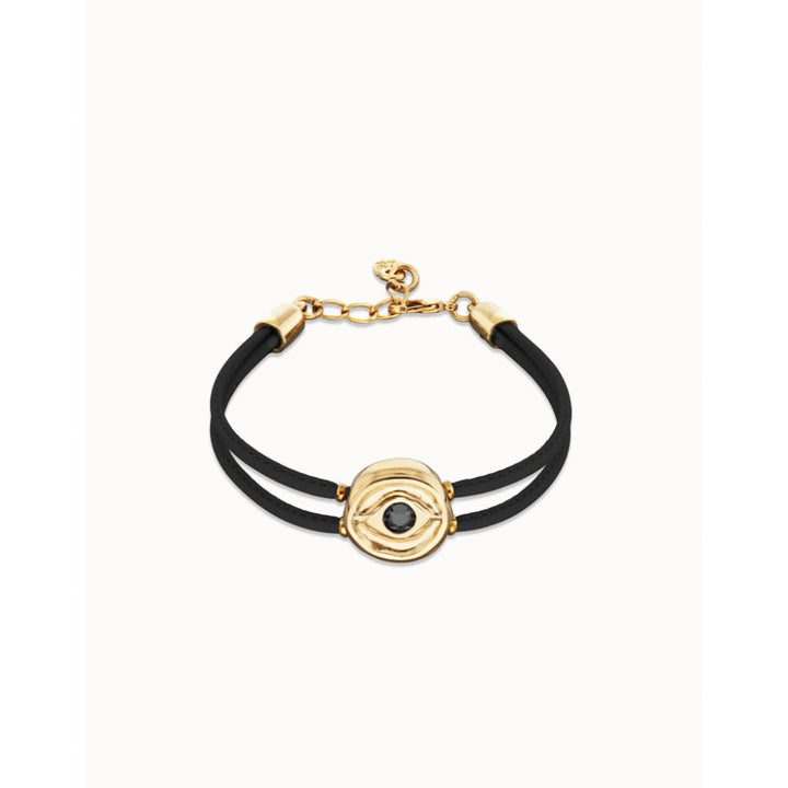 Unode50 NGR Double Black Leather Birthstone Eye Bracelet - MococoUNOde50PUL2601Bracelet