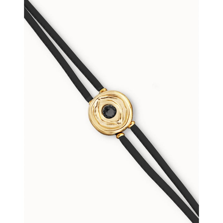 Unode50 NGR Double Black Leather Birthstone Eye Bracelet - MococoUNOde50PUL2601NGRORO0MBracelets