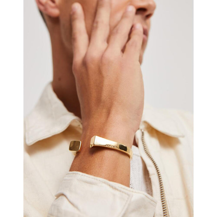 UNOde50 Rigid Sterling Silver/Gold - Plated Bracelet Smooth Finish And Square Shape - MococoUNOde50PUL2493MTL000 - G/LBracelet