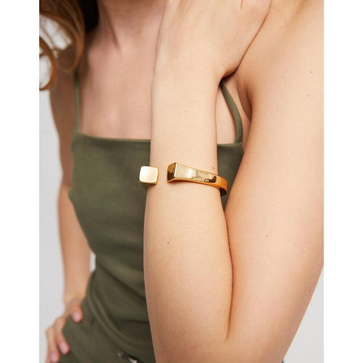 UNOde50 Rigid Sterling Silver/Gold - Plated Bracelet Smooth Finish And Square Shape - MococoUNOde50PUL2493MTL000 - G/LBracelet