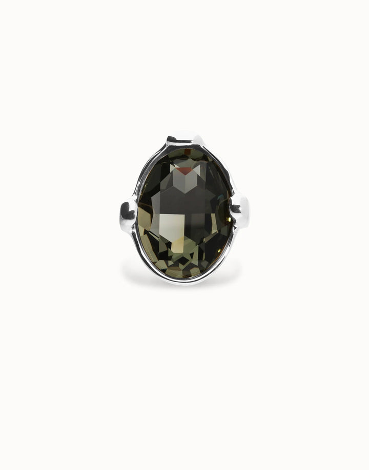 UNOde50 Ser Deslumbrante Large Ring with Grey Oval Faceted Crystal - MococoUNOde50ANI0851GRSMTL12