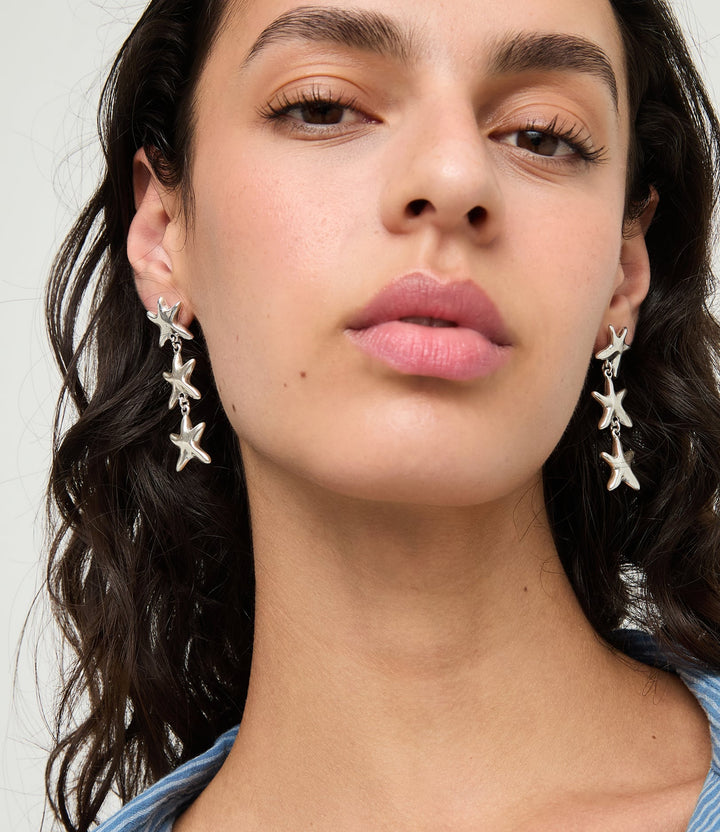 UNOde50 Silver 3 Starfish Long Drop Earrings - MococoUNOde50PEN1086MTL0000U8435795701917Earrings