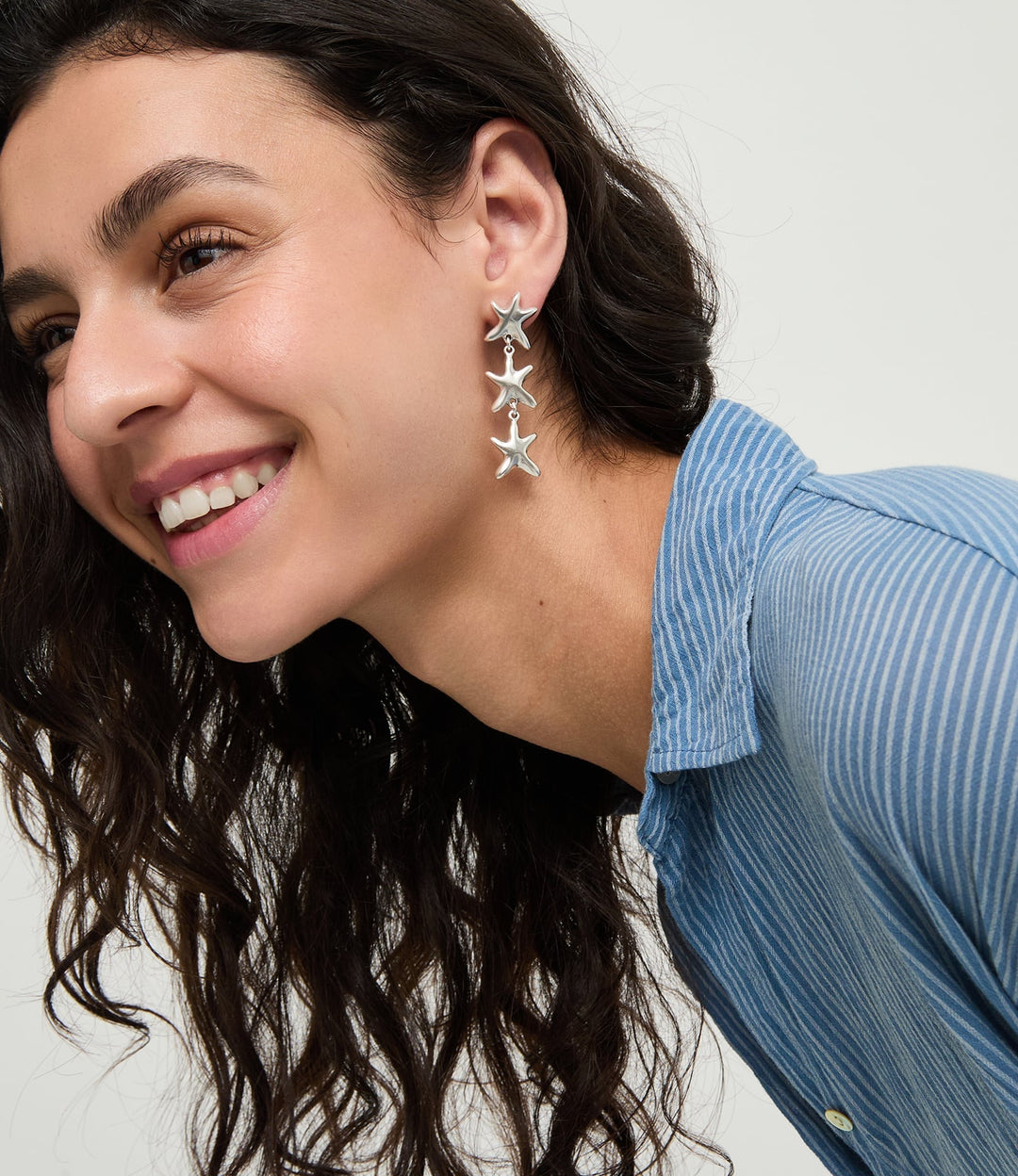 UNOde50 Silver 3 Starfish Long Drop Earrings - MococoUNOde50PEN1086MTL0000U8435795701917Earrings