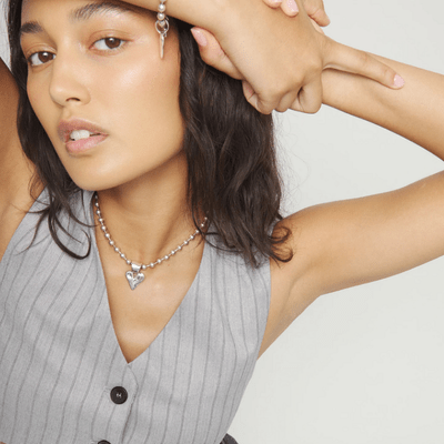 UNOde50 Silver Heart Beaded Short Necklace - MococoUNOde50COL2068MTL0000UNecklaces