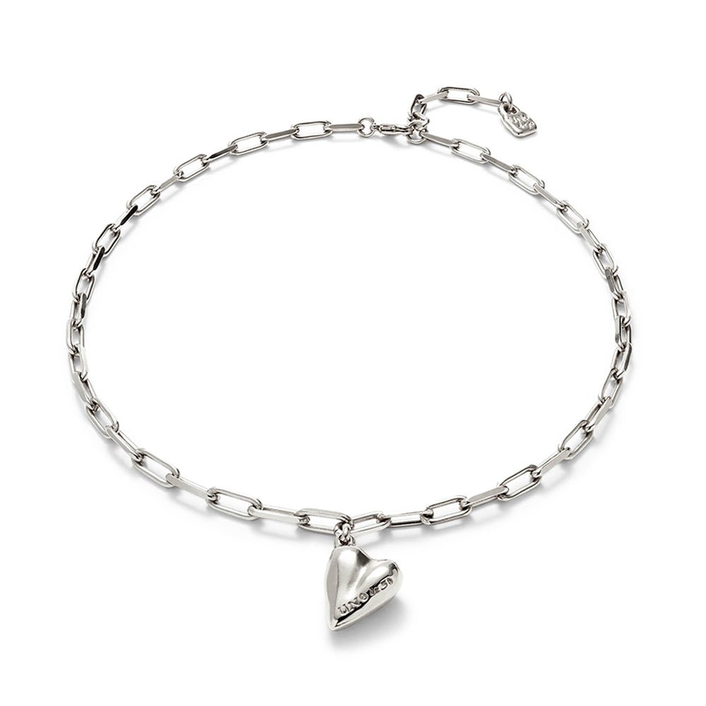 Unode50 Silver Heart Charm Made of Metal Alloy Chain Necklace - MococoUNOde50COL2018MTL0000UNecklace