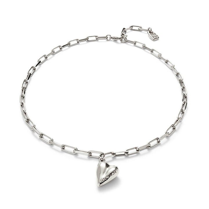 Unode50 Silver Heart Charm Made of Metal Alloy Chain Necklace - MococoUNOde50COL2018MTL0000UNecklace