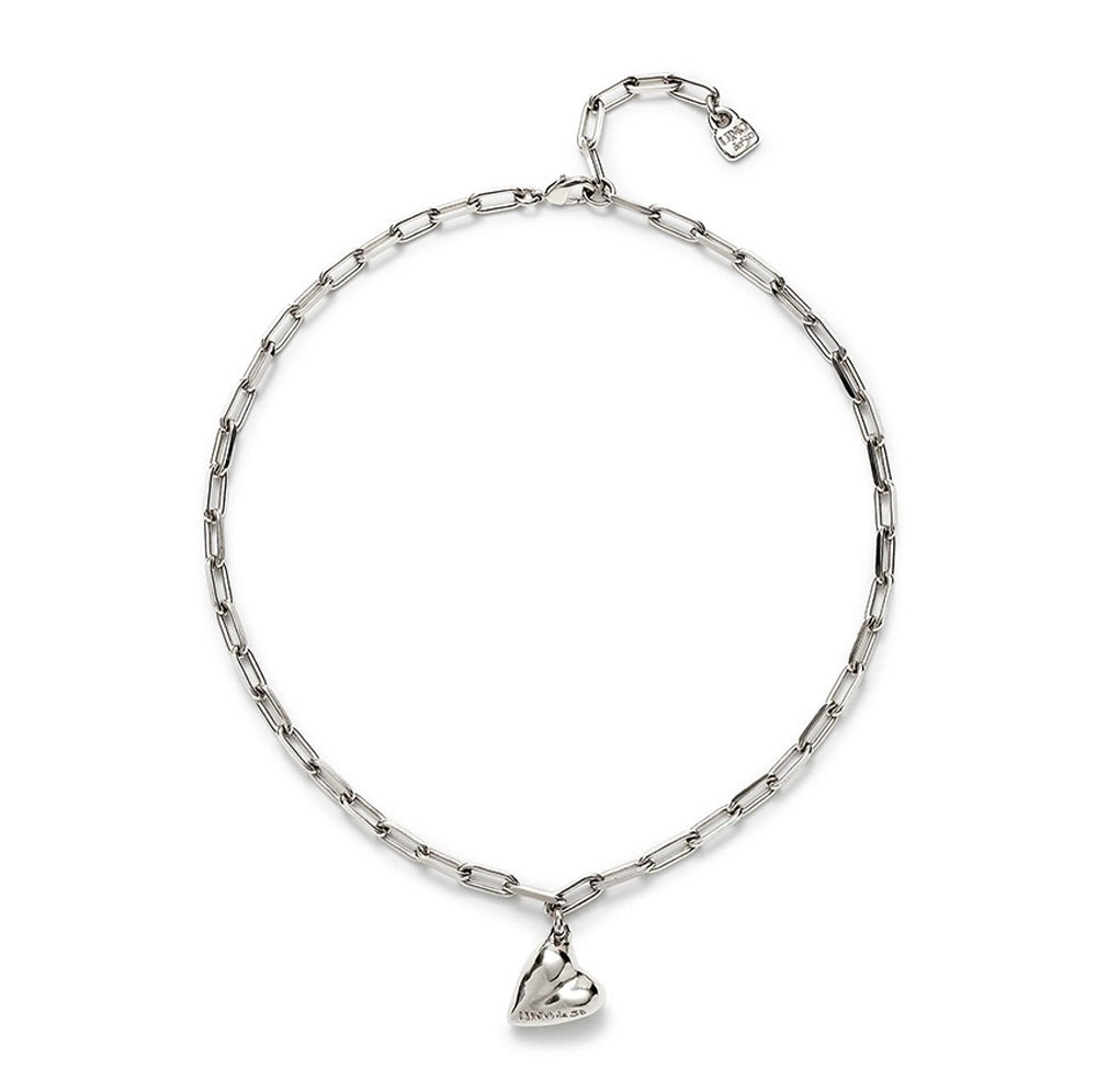 Unode50 Silver Heart Charm Made of Metal Alloy Chain Necklace - MococoUNOde50COL2018MTL0000UNecklace