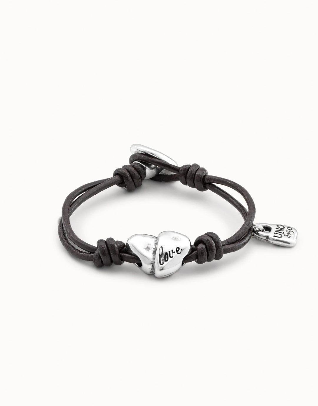 UNOde50 Silver Heart Leather Bracelet - MococoUNOde50PUL1715MARMTL0MBracelets
