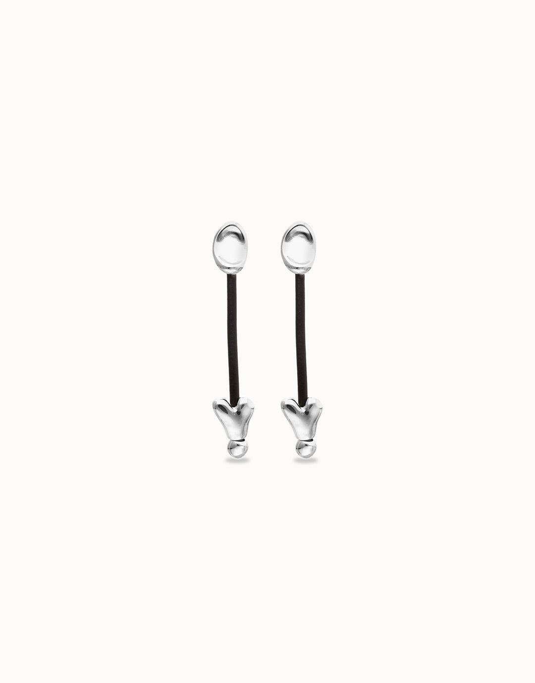UNOde50 Silver Heart Leather Drop Earrings - MococoUNOde50PEN1073MARMTL0U8435302498514Earrings