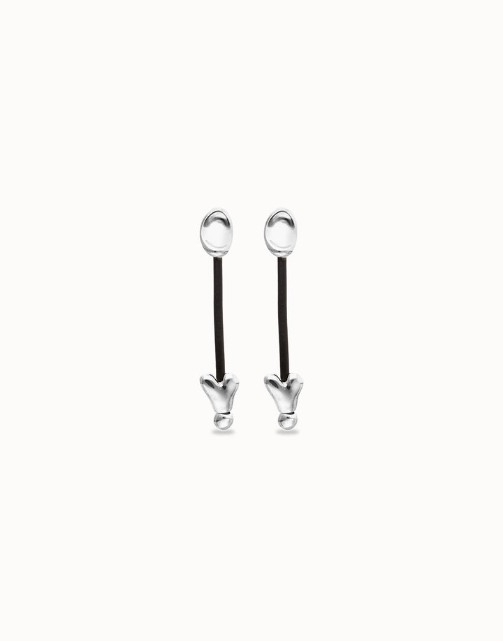 UNOde50 Silver Heart Leather Drop Earrings - MococoUNOde50PEN1073MARMTL0U8435302498514Earrings
