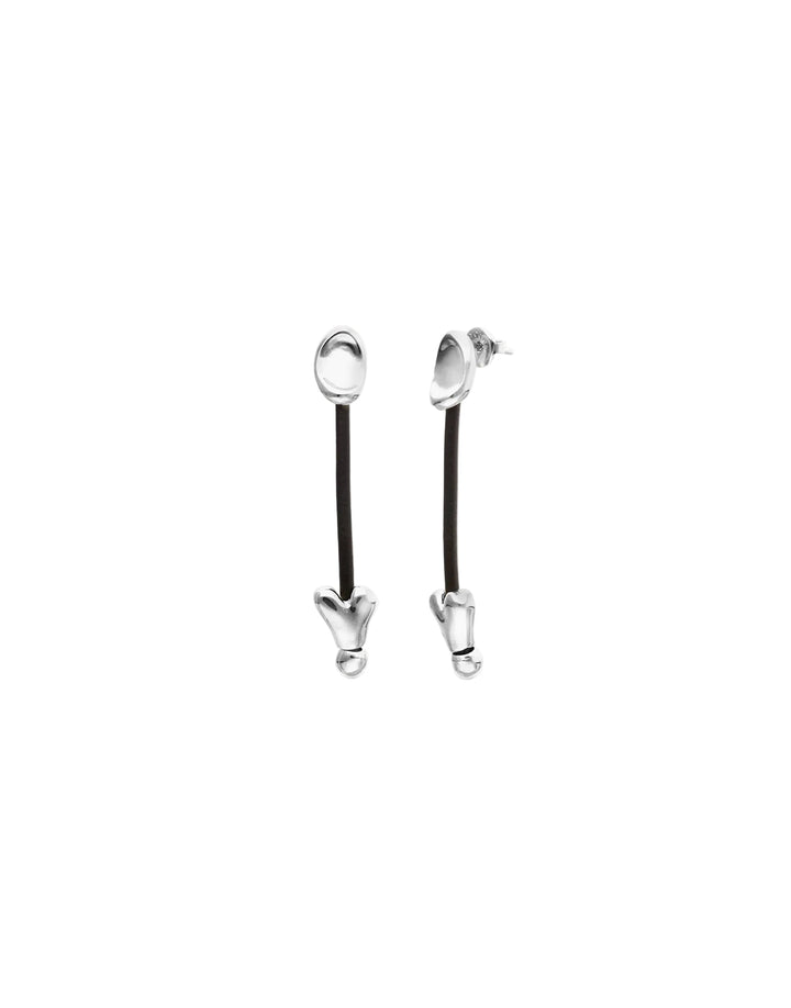 UNOde50 Silver Heart Leather Drop Earrings - MococoUNOde50PEN1073MARMTL0U8435302498514Earrings