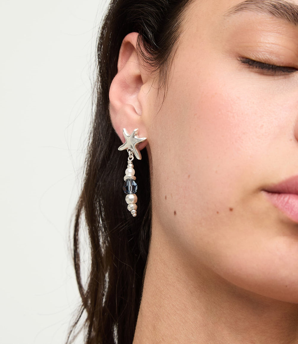 UNOde50 Silver Long Starfish Blue Crystal Earrings - MococoUNOde50PEN1104AZUMTL0U8435795702167Earrings