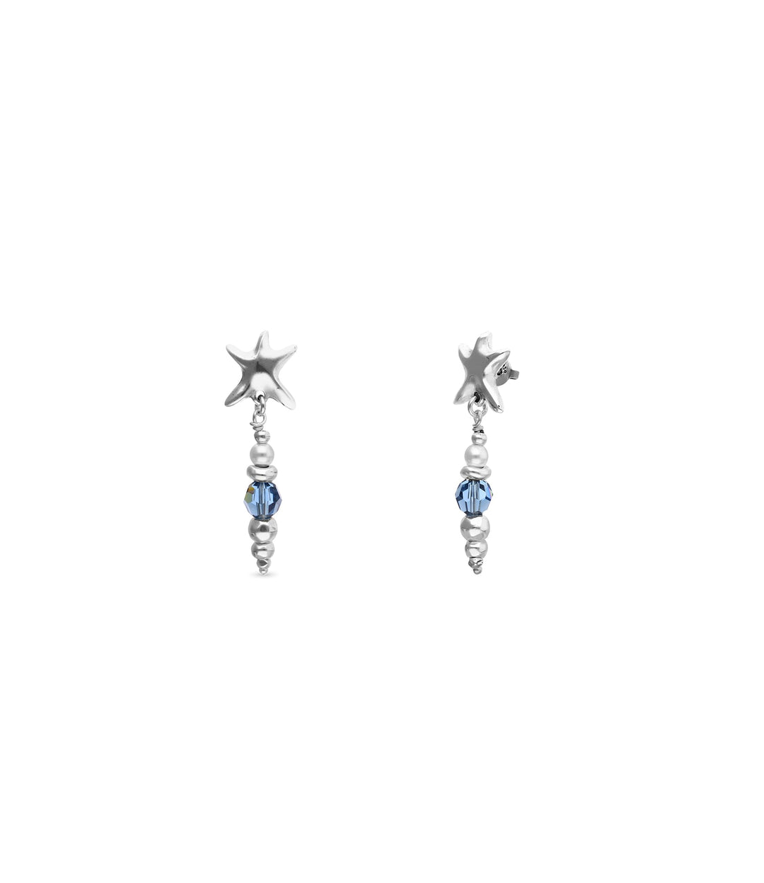 UNOde50 Silver Long Starfish Blue Crystal Earrings - MococoUNOde50PEN1104AZUMTL0U8435795702167Earrings