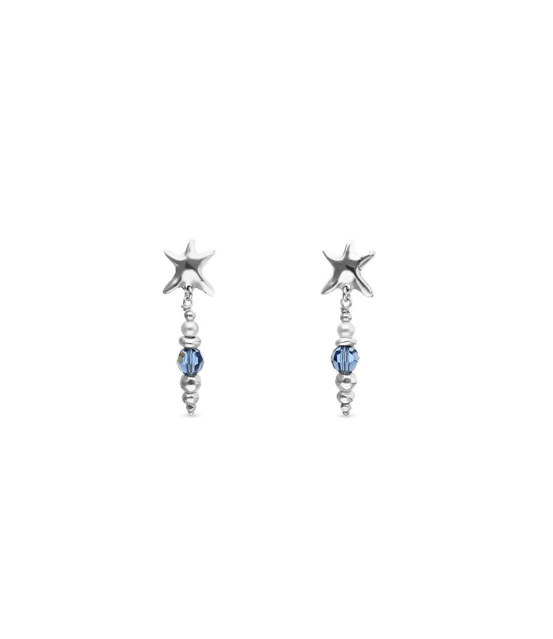 UNOde50 Silver Long Starfish Blue Crystal Earrings - MococoUNOde50PEN1104AZUMTL0U8435795702167Earrings