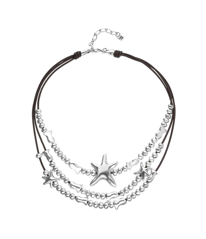 UNOde50 Silver Multi-strand Leather Star Necklace - MococoUNOde50COL2093MARMTL0U8435795701535Necklaces