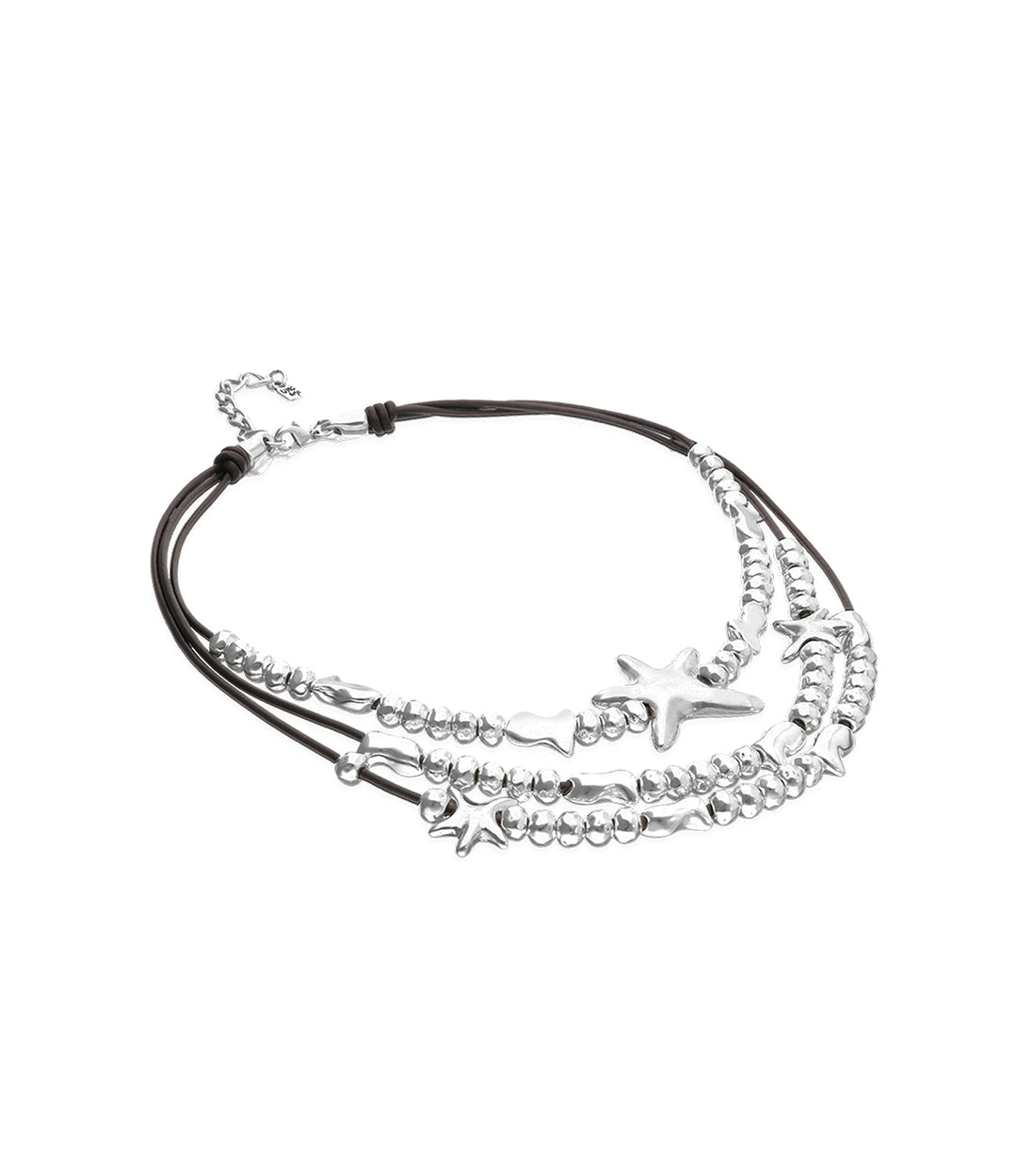 UNOde50 Silver Multi-strand Leather Star Necklace - MococoUNOde50COL2093MARMTL0U8435795701535Necklaces