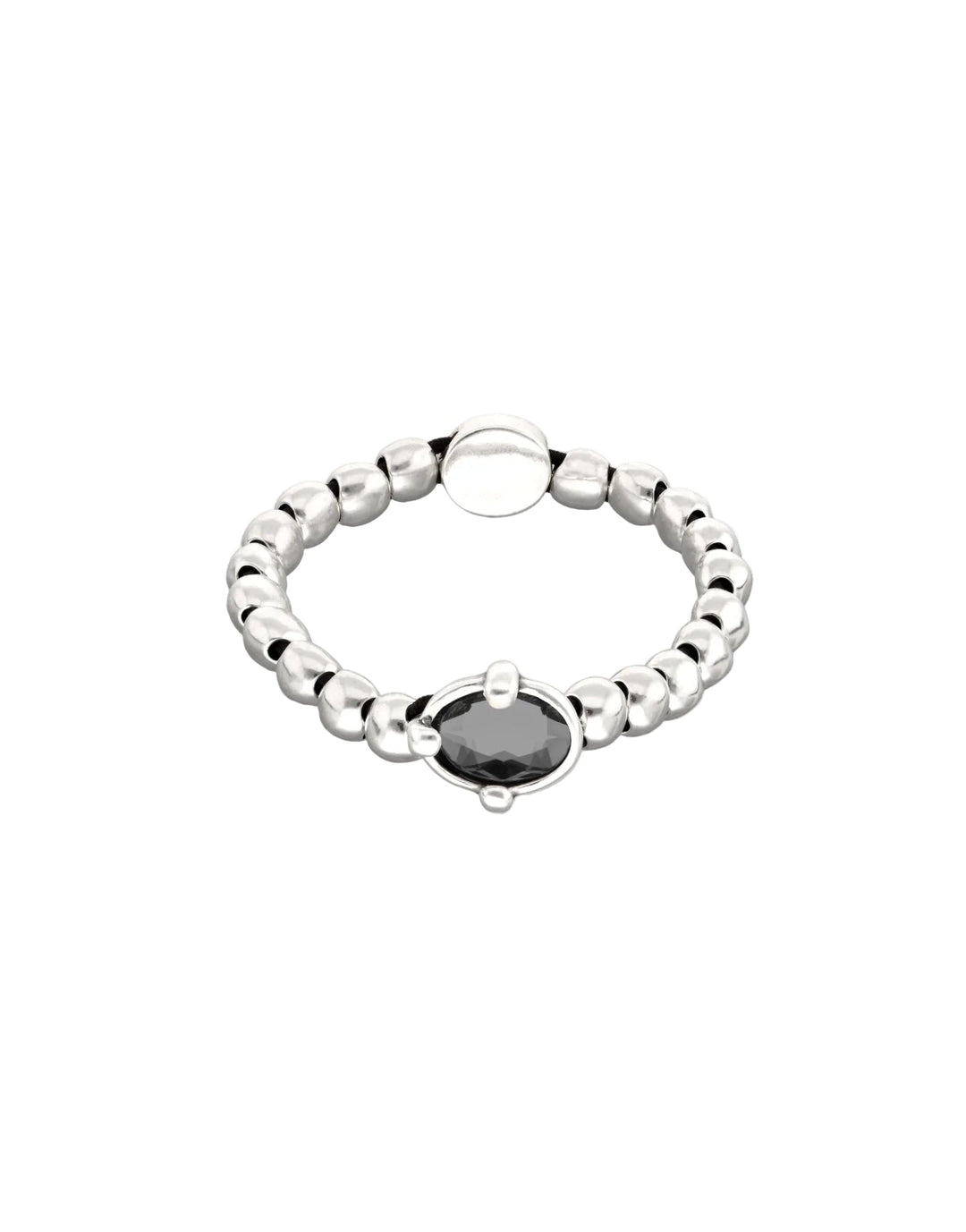 UNOde50 Silver Oval Black Crystal Beaded Bracelet - MococoUNOde50PUL2595NGRMTL0MBracelets