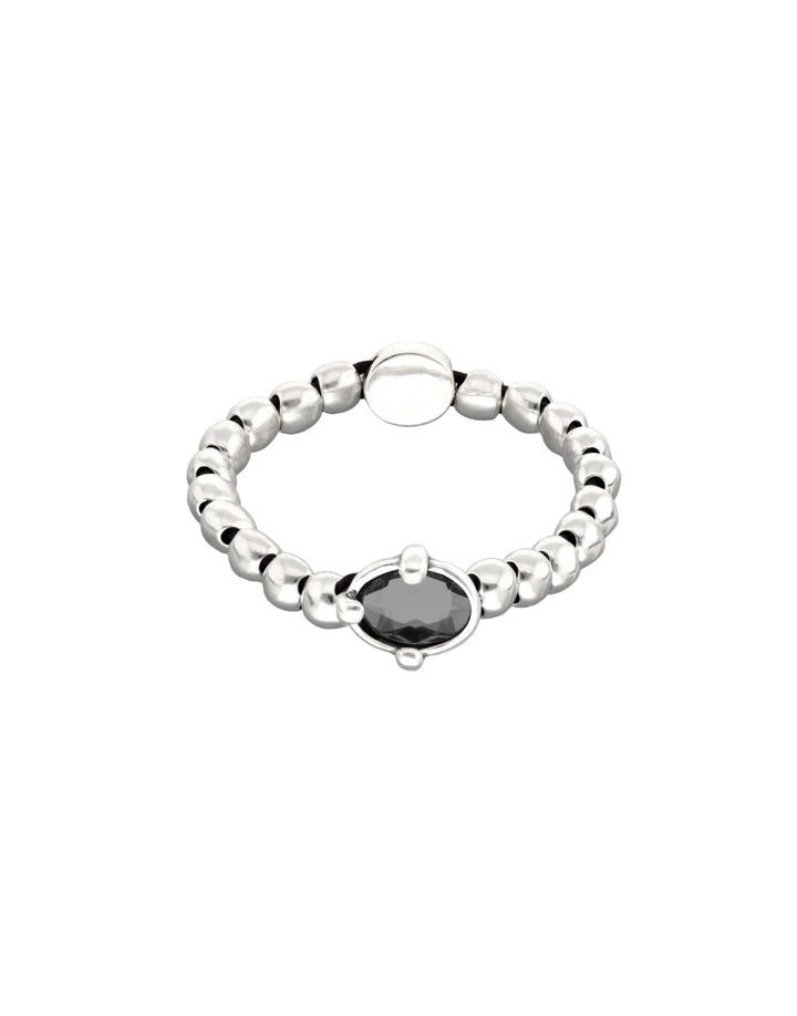 UNOde50 Silver Oval Black Crystal Beaded Bracelet - MococoUNOde50PUL2595NGRMTL0MBracelets