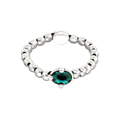 UNOde50 Silver Oval Green Crystal Beaded Bracelet - MococoUNOde50PUL2595VRDMTL0MBracelets