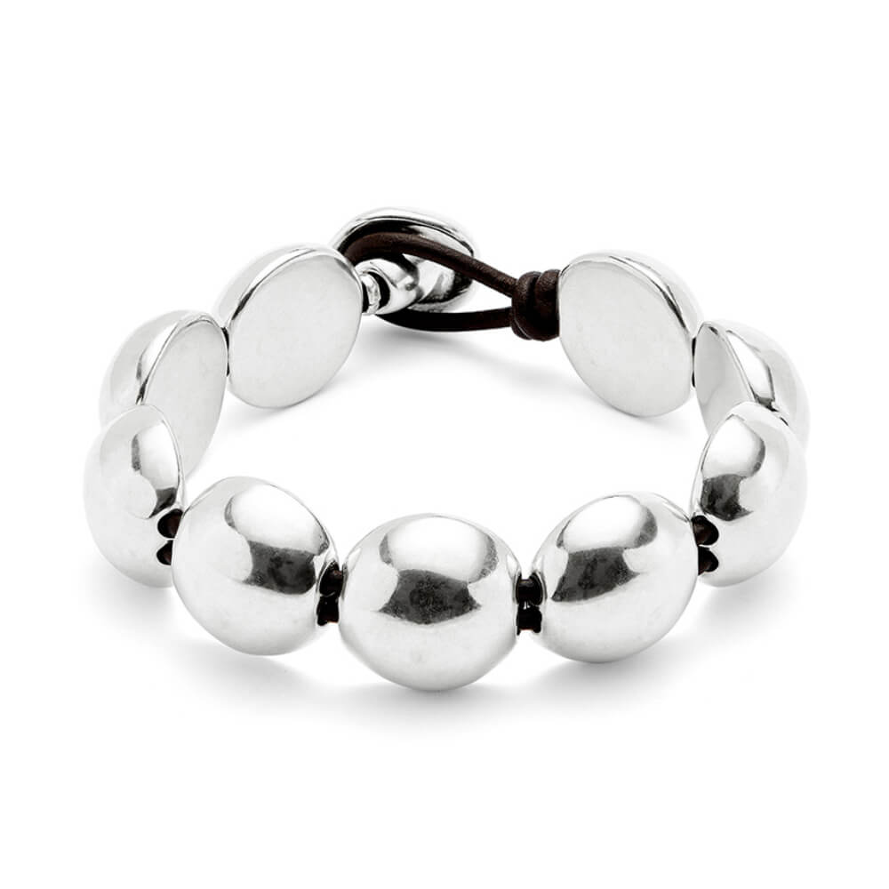UNOde50 Silver - Plated Leather Beaded Bracelet - MococoUNOde50PUL2517MTL0000MBracelets
