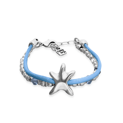UNOde50 Silver Sisterstar Blue Starfish Silk Bracelet - MococoUNOde50PUL2657AZUMTL0SBracelets