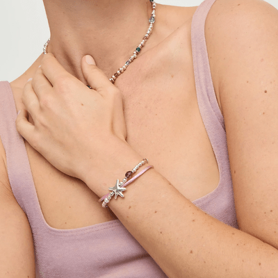 UNOde50 Silver Sisterstar Green Starfish Silk Bracelet - MococoUNOde50PUL2657VRDMTL0SBracelets