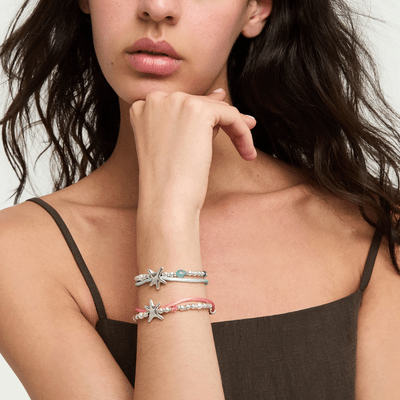 UNOde50 Silver Sisterstar Orange Starfish Silk Bracelet - MococoUNOde50PUL2657NRJMTL0SBracelets