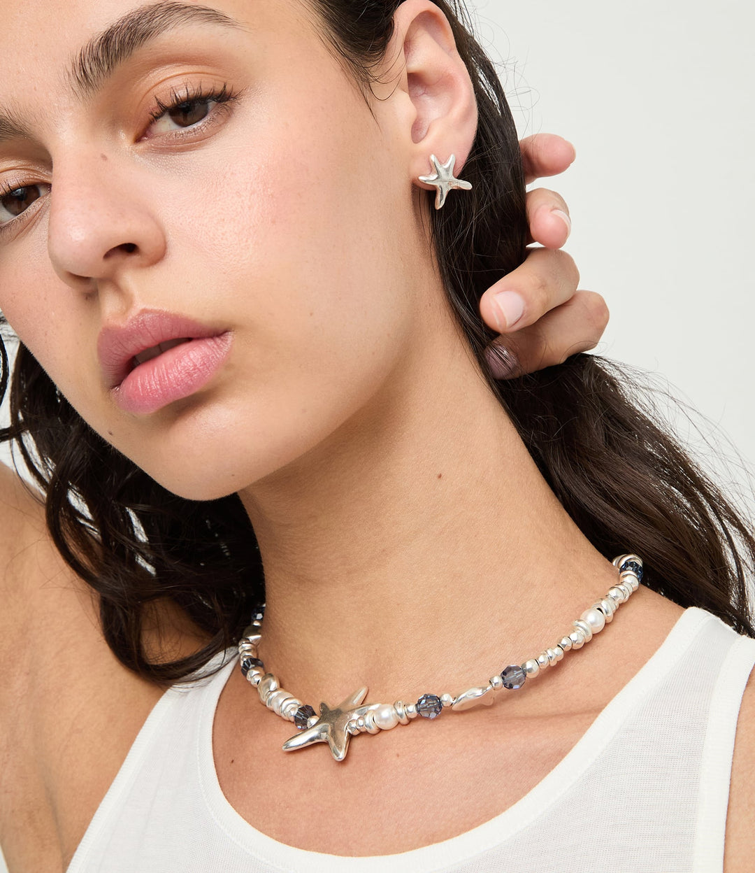 UNOde50 Silver Starfish Blue Crystal Bead Necklace - MococoUNOde50COL2096AZUMTL0U8435795701559Necklaces