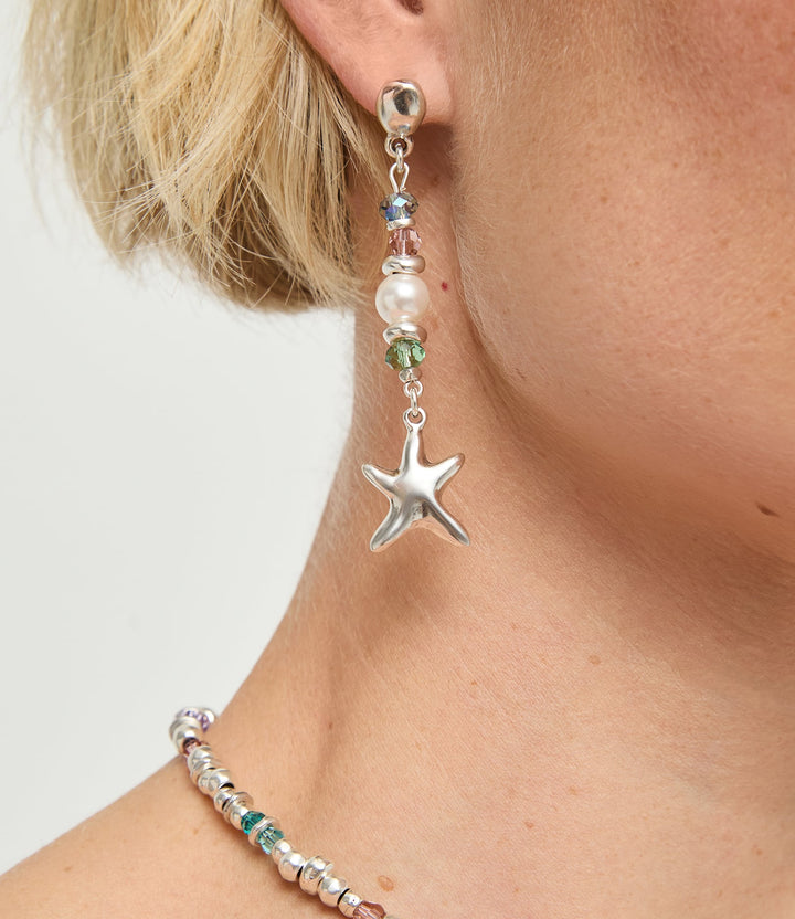 UNOde50 Silver Starfish Long Pearl Drop Earrings - MococoUNOde50PEN1103MCLMTL0U8435795702150Earrings