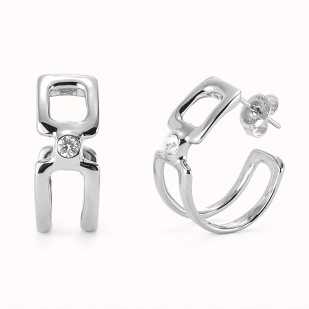 UNOde50 Silver/Gold Plated Hoop Earrings With White Topaz - MococoUNOde50PEN0971BLNMTLEarrings