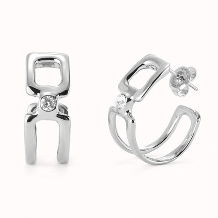 UNOde50 Silver/Gold Plated Hoop Earrings With White Topaz - MococoUNOde50PEN0971BLNMTLEarrings