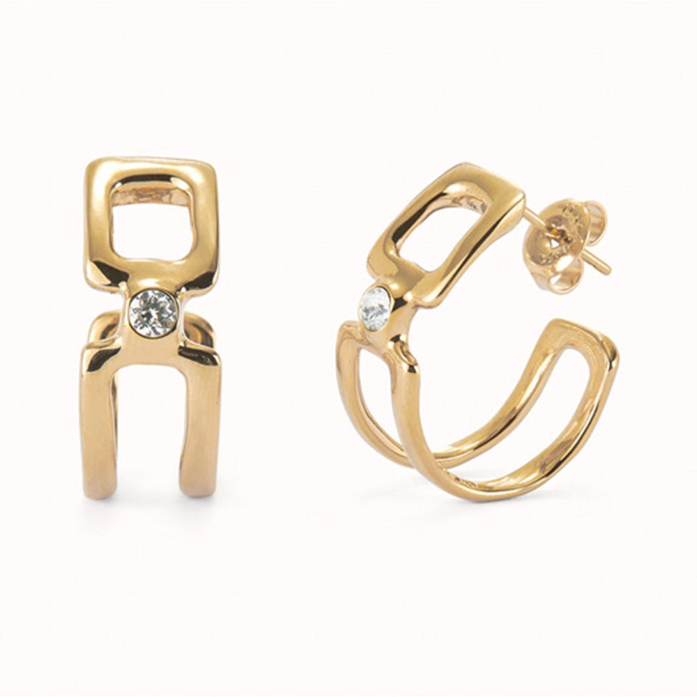 UNOde50 Silver/Gold Plated Hoop Earrings With White Topaz - MococoUNOde50PEN0971BLNOROEarrings