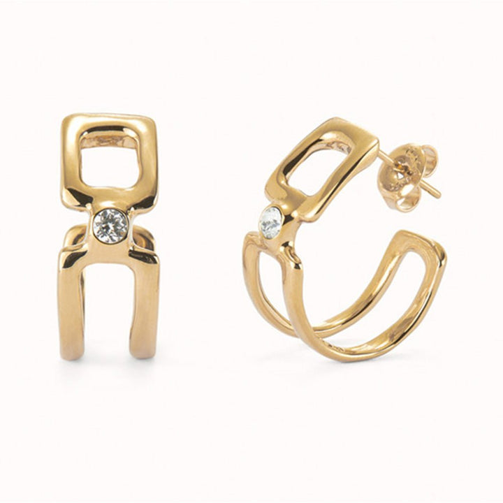 UNOde50 Silver/Gold Plated Hoop Earrings With White Topaz - MococoUNOde50PEN0971BLNOROEarrings