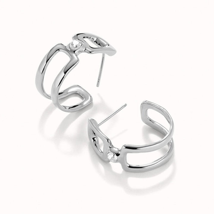 UNOde50 Silver/Gold Plated Hoop Earrings With White Topaz - MococoUNOde50PEN0971BLNMTLEarrings