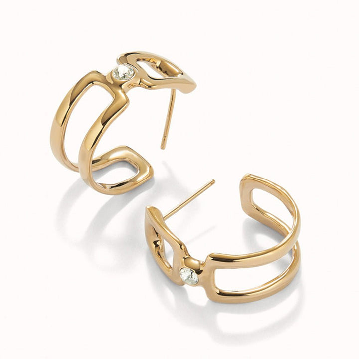 UNOde50 Silver/Gold Plated Hoop Earrings With White Topaz - MococoUNOde50PEN0971BLNOROEarrings
